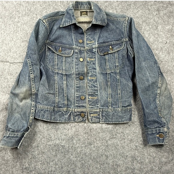 Vintage Lee 101-J Sanforized USA Union Made Denim Trucker Jacket 36 PATD-153438 - Picture 7 of 8